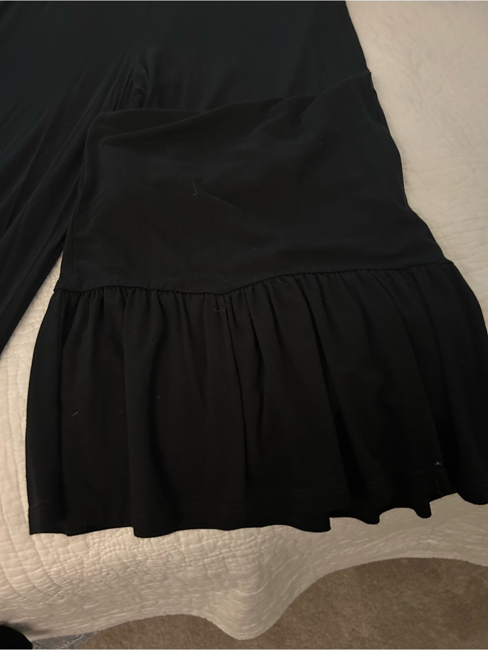 Black Wide Leg Ruffle Hem Pants - Picture 4 of 5